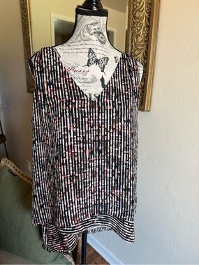 White House Black Market Layered Chiffon Split-Back Tank Top